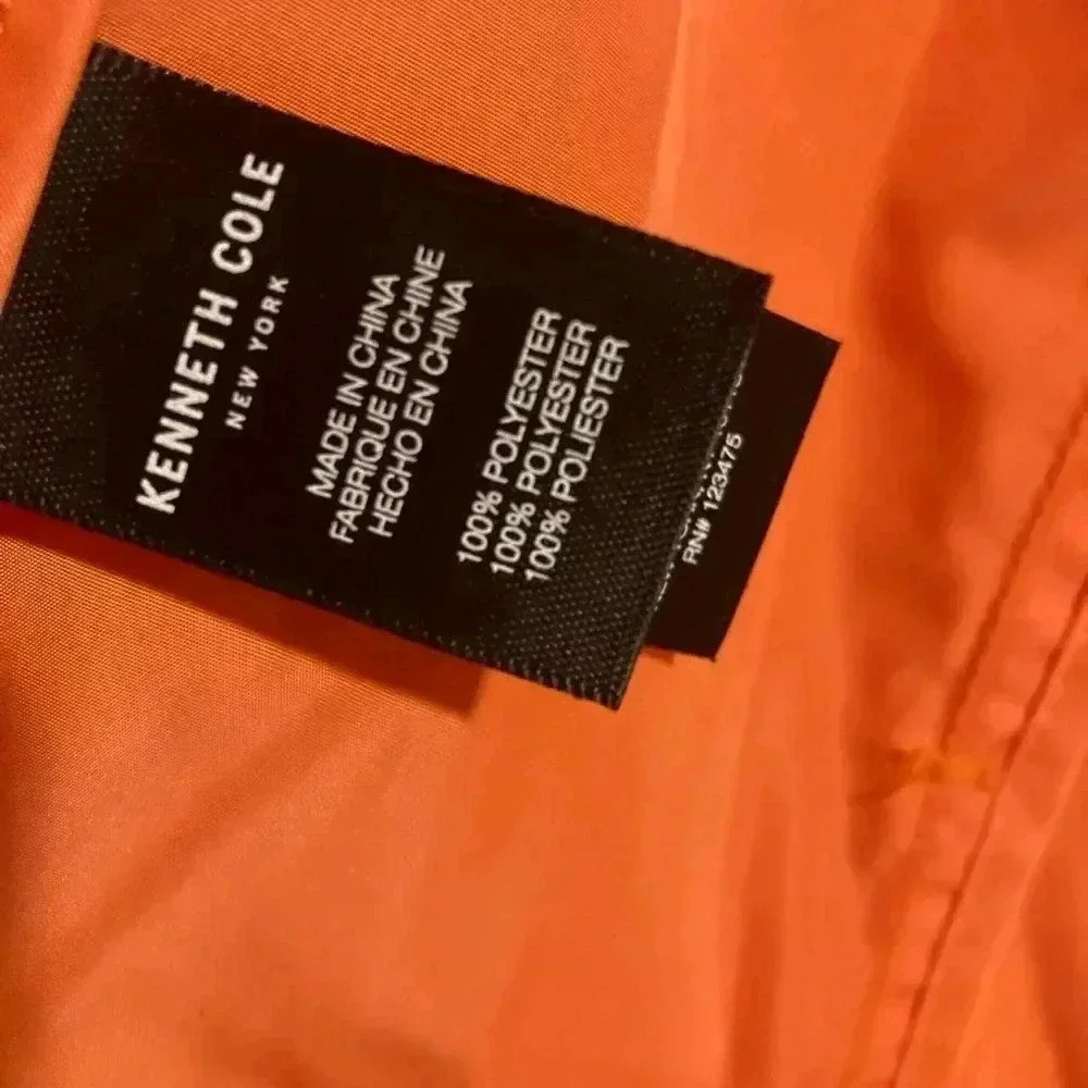 New Kenneth Cole New York Women’s Orange Raincoat with Belt Sz. Small NWT - Picture 8 of 13